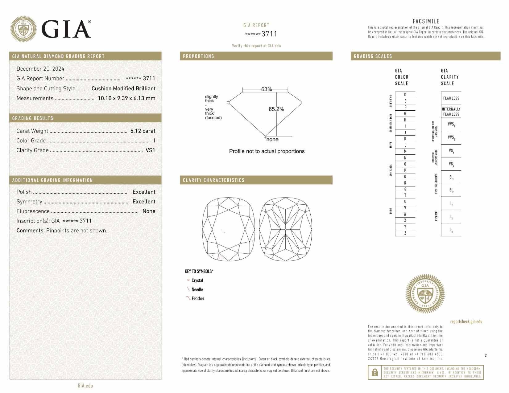 GIA Certified 5.12 Carat Cushion Cut Diamond Platinum Ring with Half Moon Diamon In New Condition For Sale In Chicago, IL