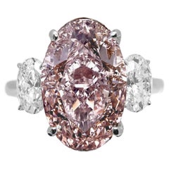 GIA Certified 5 Carat Fancy Brown Pink Oval Diamond Ring 