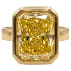 GIA Certified 5 Carat Fancy Intense Yellow Diamond Solitaire Ring