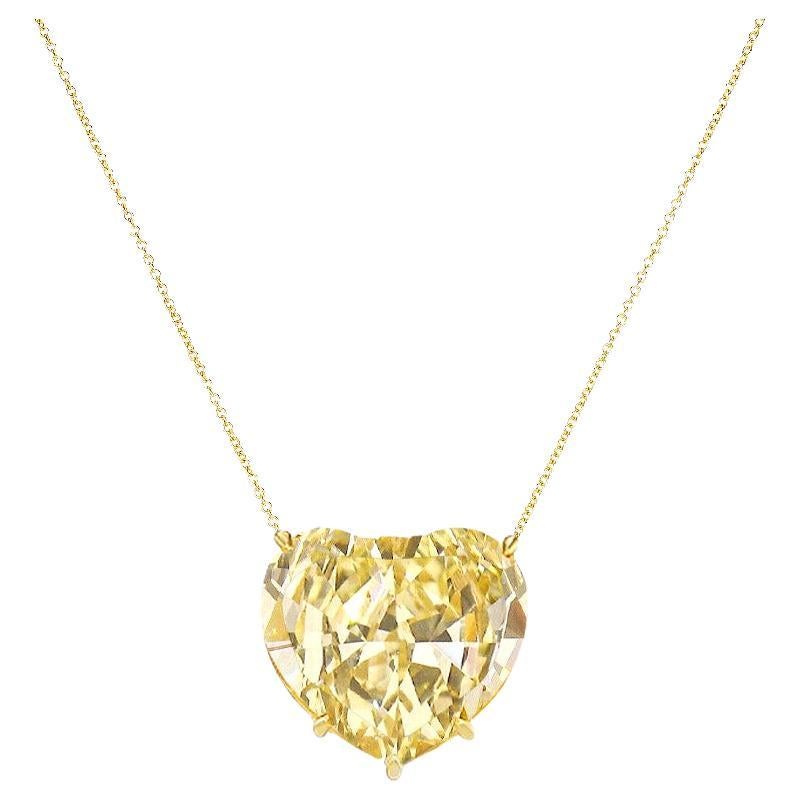 GIA Certified 5 Carat Fancy Intense Yellow Heart Shape Diamond Pendant Necklace