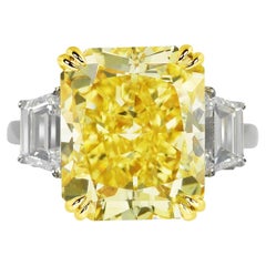 Bague en diamant jaune fantaisie de 5 carats de pureté radiant certifié GIA