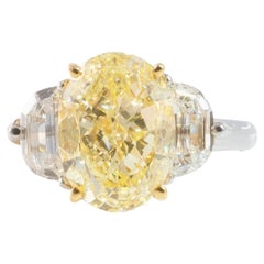 GIA Certified 5-carat Fancy Yellow Diamond Ring 