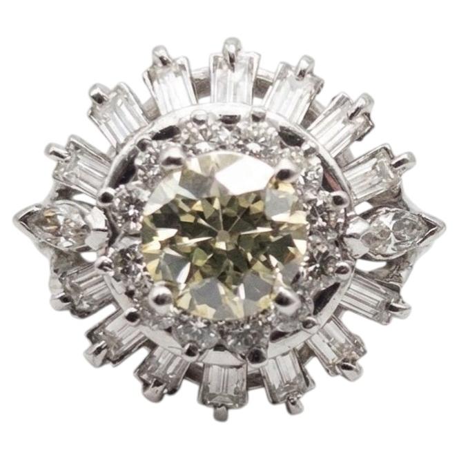 GIA Certified 5 Carat Fancy Yellow Old European Diamond Halo Platinum Ring