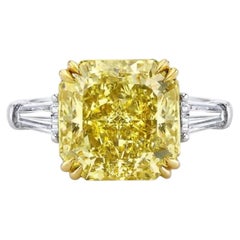 GIA Certified 5.28 Carat Fancy Yellow Radiant Cut VVS1 Clarity Diamond Ring