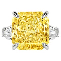 GIA Certified 5 Carat Fancy Yellow Square Radiant Cut Diamond Ring VS1 Clarity