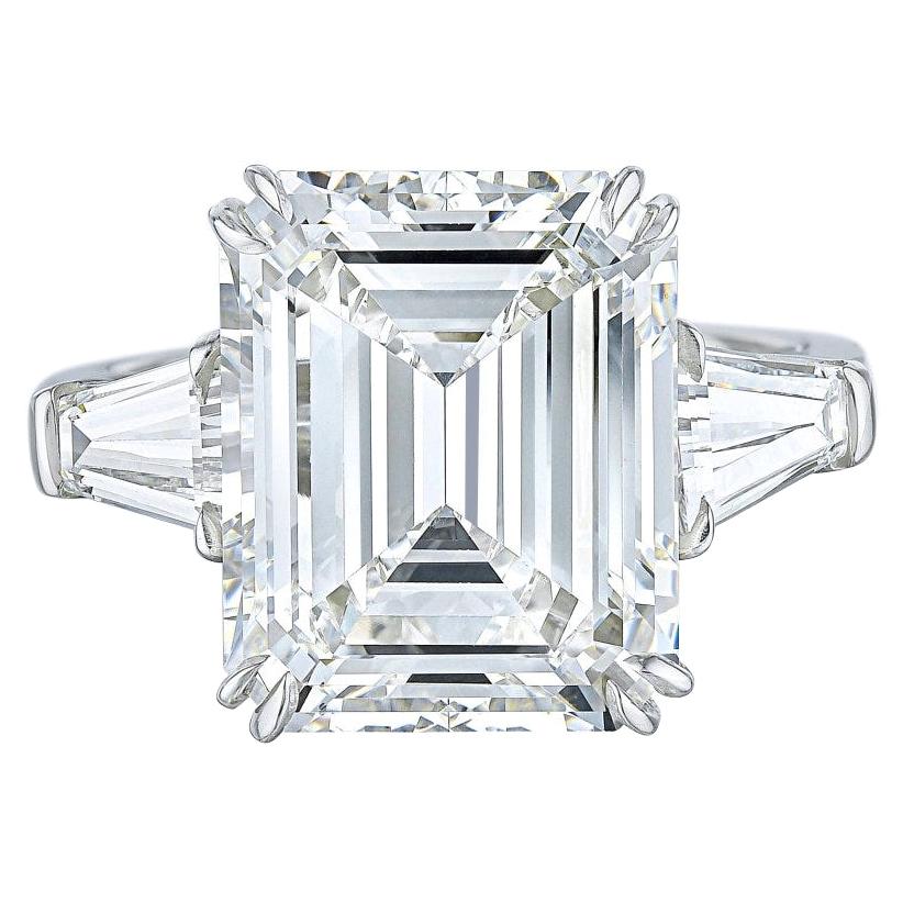 GIA Certified 5 Carat Flawless H Color Emerald Cut Diamond Ring