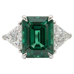 GIA Certified 5 Carat Green Emerald Diamond Ring