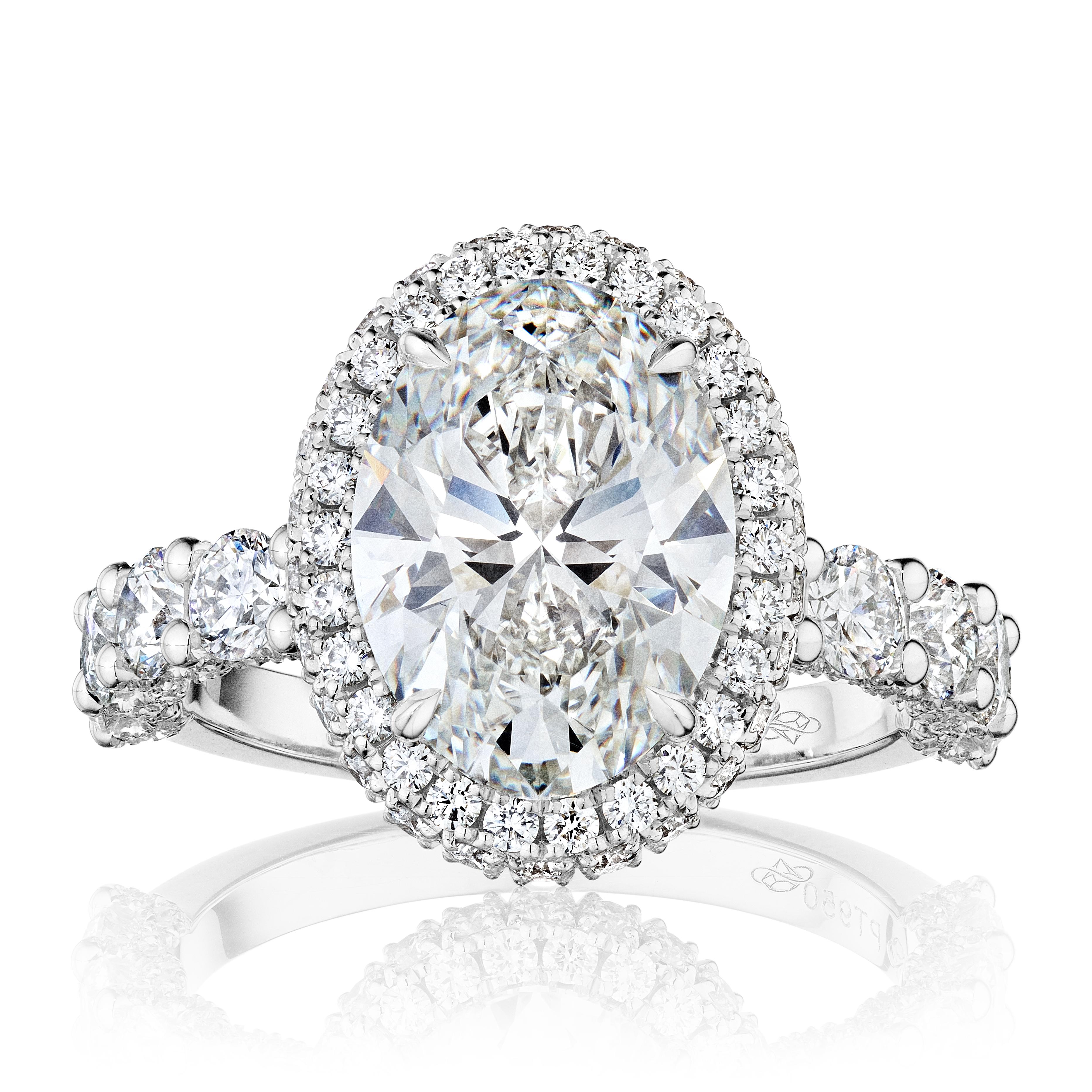 Modern GIA Certified 5 Carat H VS1 Oval Diamond Engagement Ring 