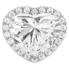 GIA Certified 5 Carat Heart Cut Diamond Halo Solitaire Pave Ring MADE IN ITALY