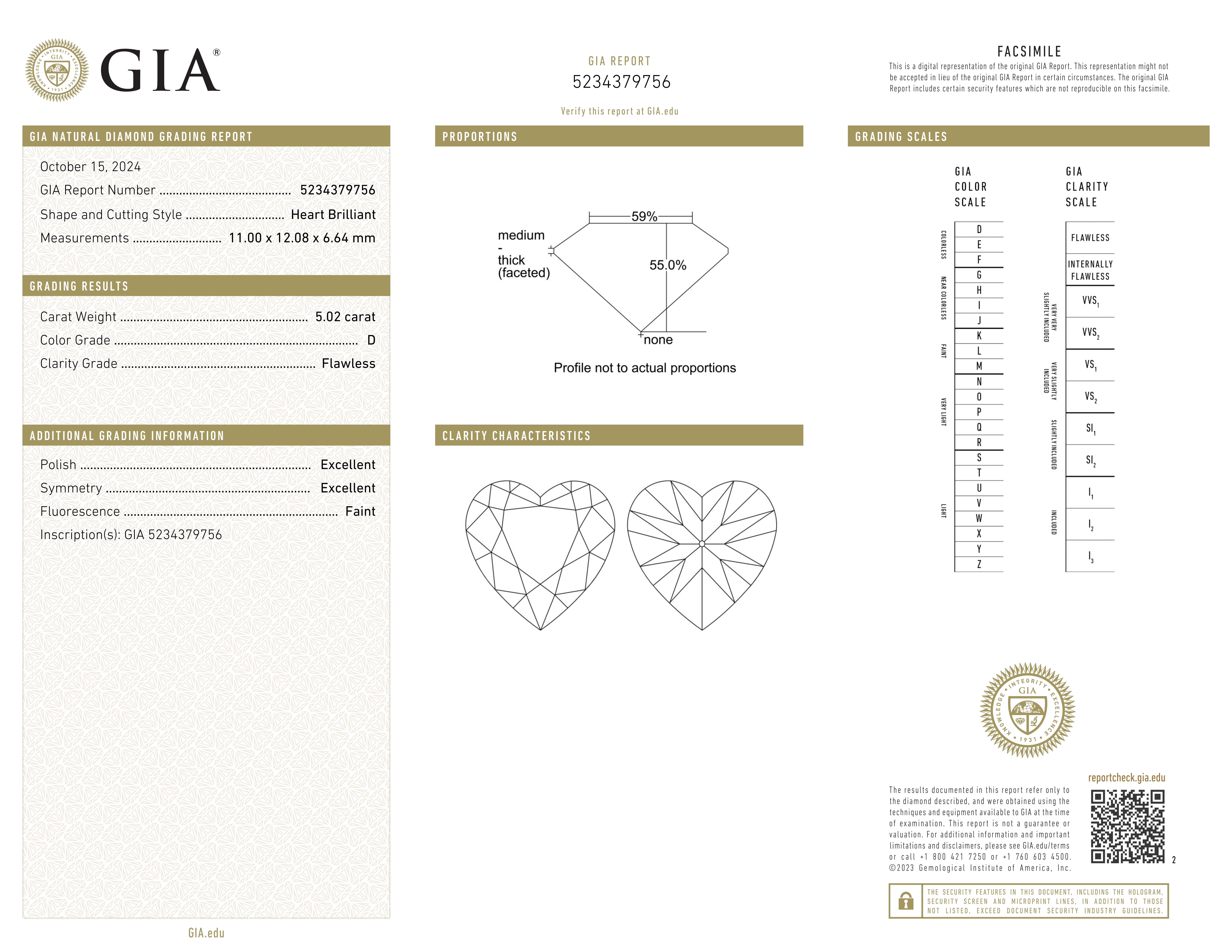 GIA Certified 5 Carat Heart Cut Diamond Platinum Necklace (collier en platine) Neuf - En vente à Chicago, IL