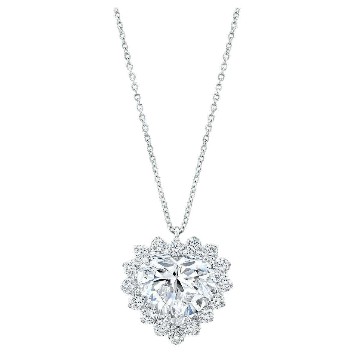 Modern GIA Certified 5 Carat Heart Shape Diamond Heart Shape Necklace  For Sale