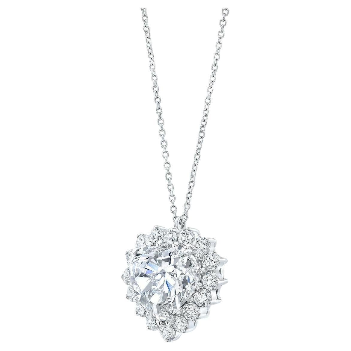 Heart Cut GIA Certified 5 Carat Heart Shape Diamond Heart Shape Necklace  For Sale