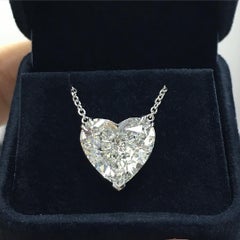GIA Certified 5.04 Carat Heart Cut Diamond D Color Pendant Necklace in Platinum