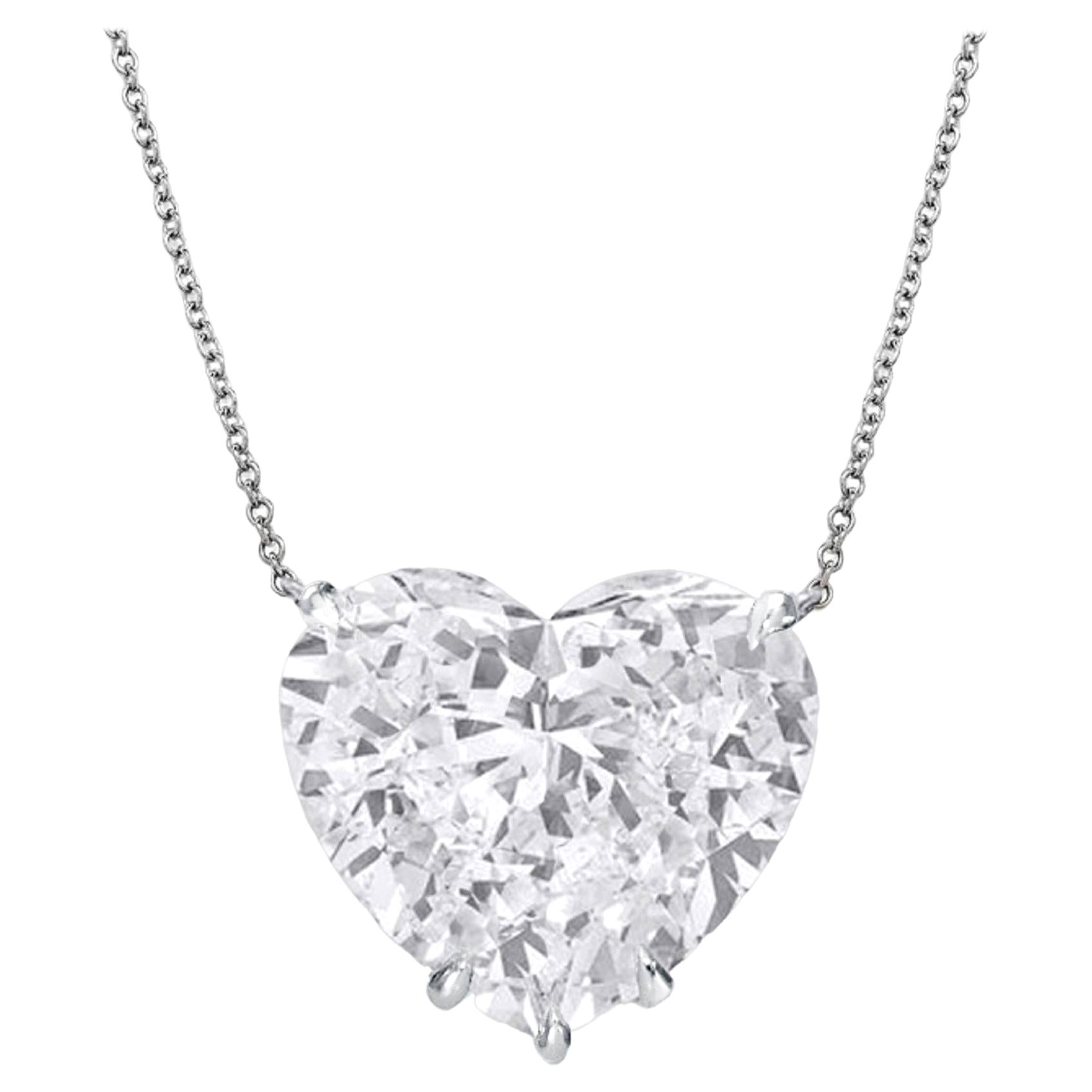 GIA Certified 5 Carat Heart Shape Diamond Platinum Necklace For Sale