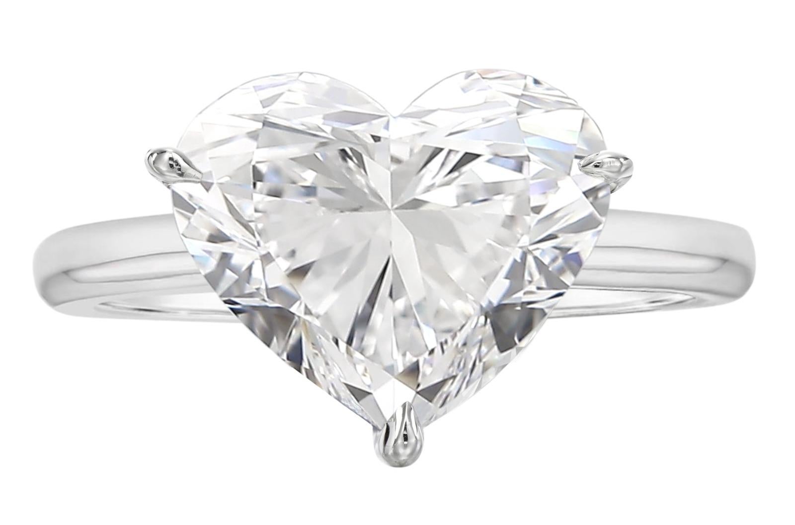 Contemporary GIA Certified 5.00 Carat Heart Shape Diamond Solitaire Ring in 18K White Gold For Sale