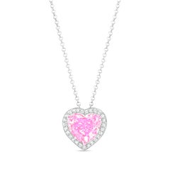 GIA Certified 5 Carat Heart Shape Pink Sapphire Untreated Pendant Necklace