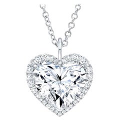 GIA Certified 4.42 Carat Heart Shape Diamond 18 Carats Gold Necklace