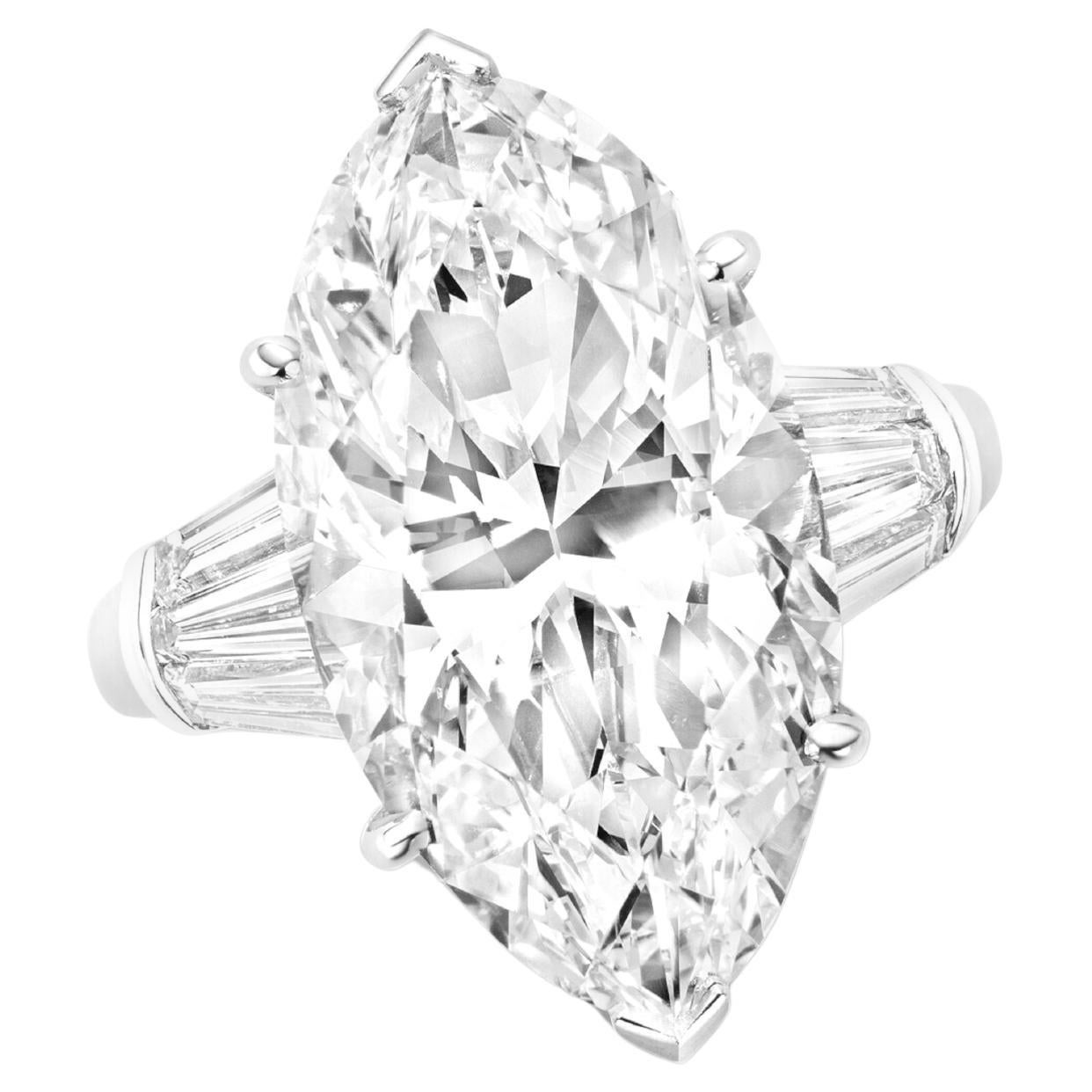 Anello con diamante marquise da 5 carati certificato GIA COLORE D. A.