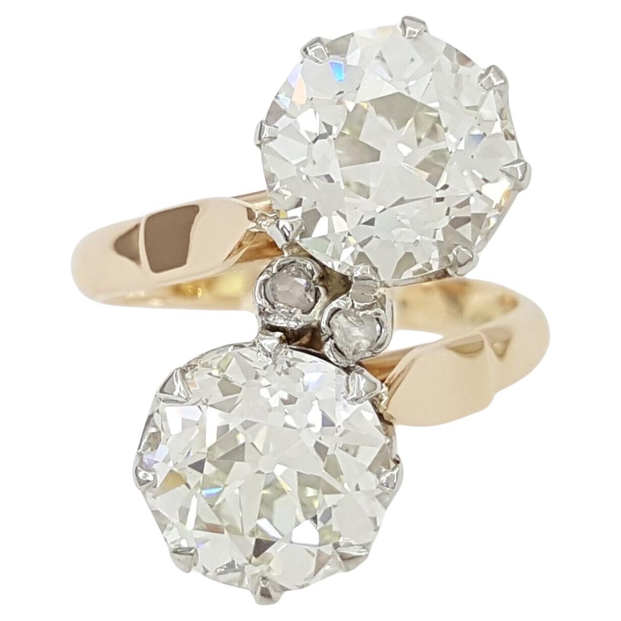 GIA Certified 5 Carat Edwardian Era Old Cut Diamonds Handmade Engagement Ring