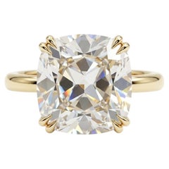 GIA-zertifizierter 5-Karat-Altminen-Brillant-Diamant-Gelbgold-Solitärring