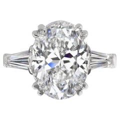 GIA Certified 5 Carat Oval Brilliant Diamond Solitaire Engagement Ring
