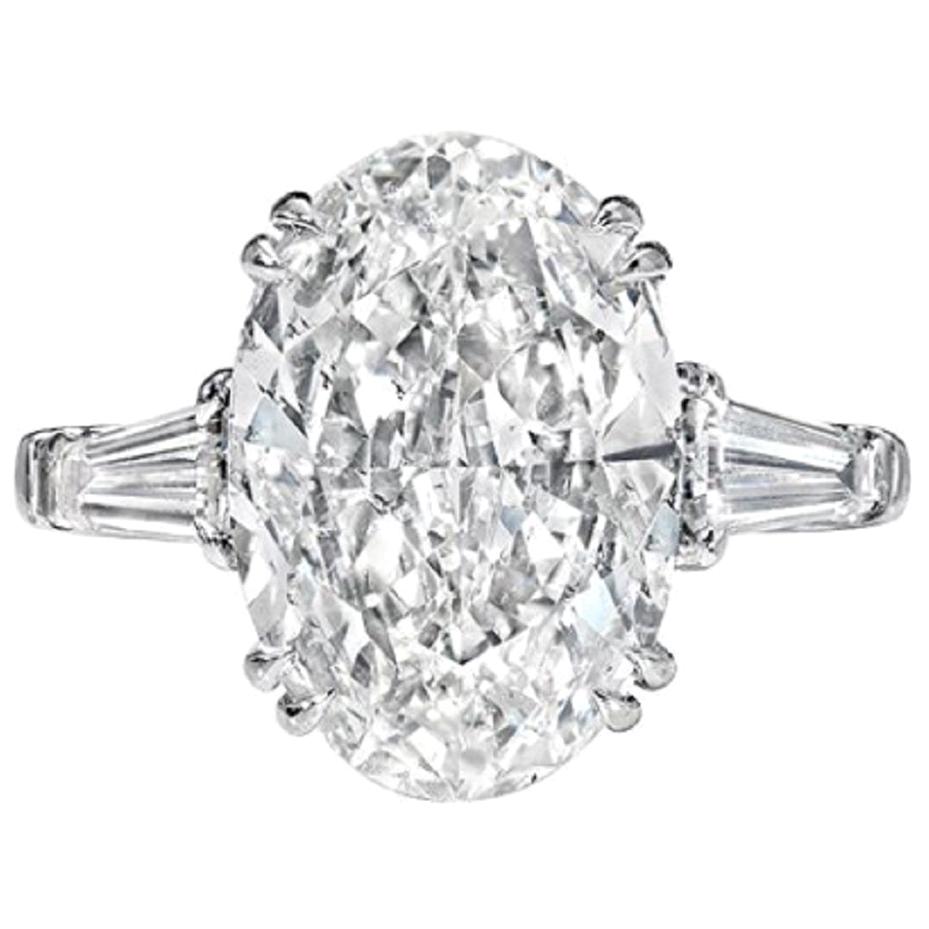 Bague en diamant certifié GIA de 5 carats, taille ovale, taille excellente en vente