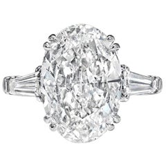 Bague en diamant certifié GIA de 5 carats, taille ovale, taille excellente