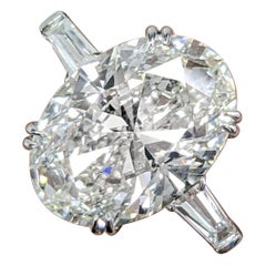 Bague en or blanc 18 carats avec diamant certifié GIA de 4 carats de taille ovale VS1 de pureté