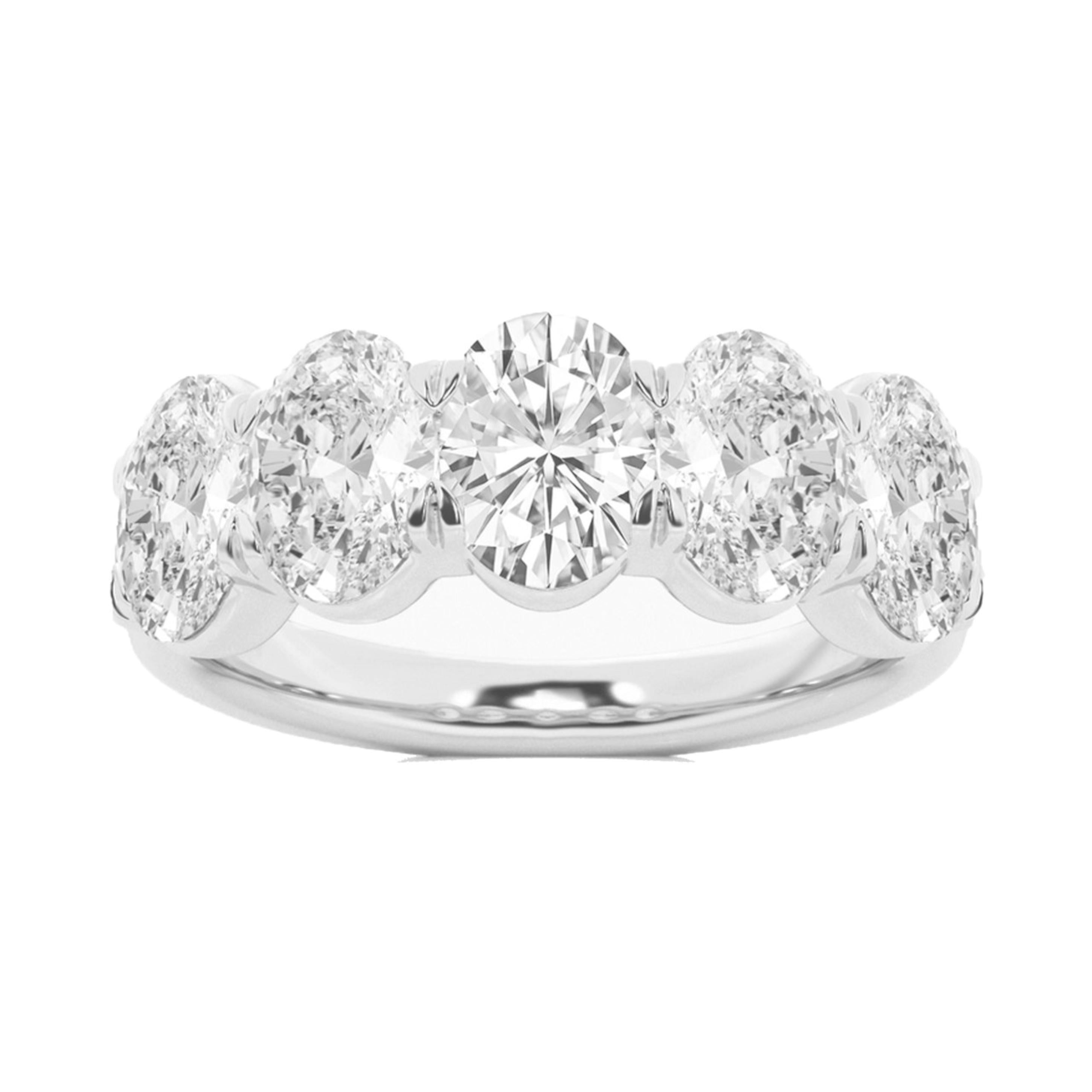 Modern GIA Certified 5 Carat Oval Diamond Eternity Band Ring For Sale