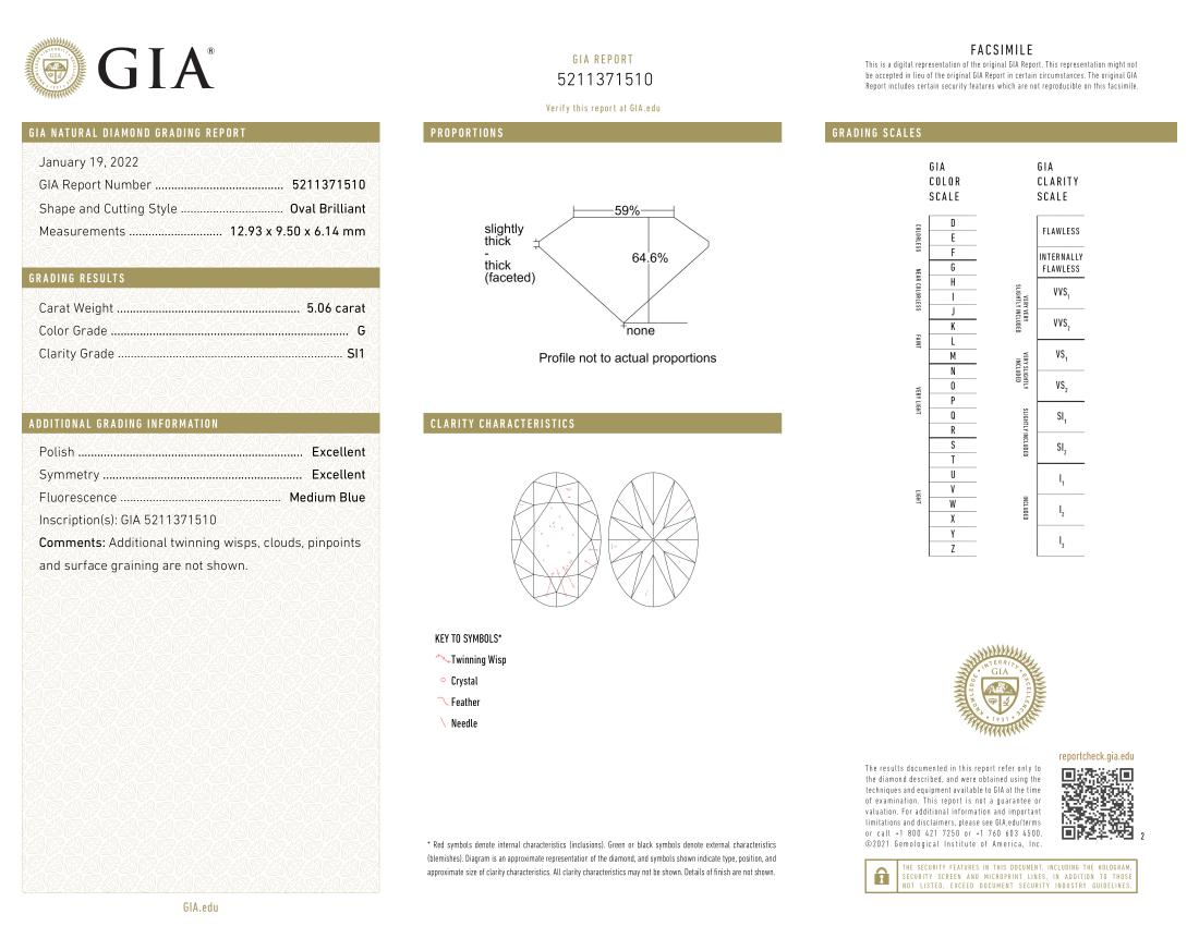 GIA-zertifizierter 5 Karat ovaler Diamant  (Moderne) im Angebot