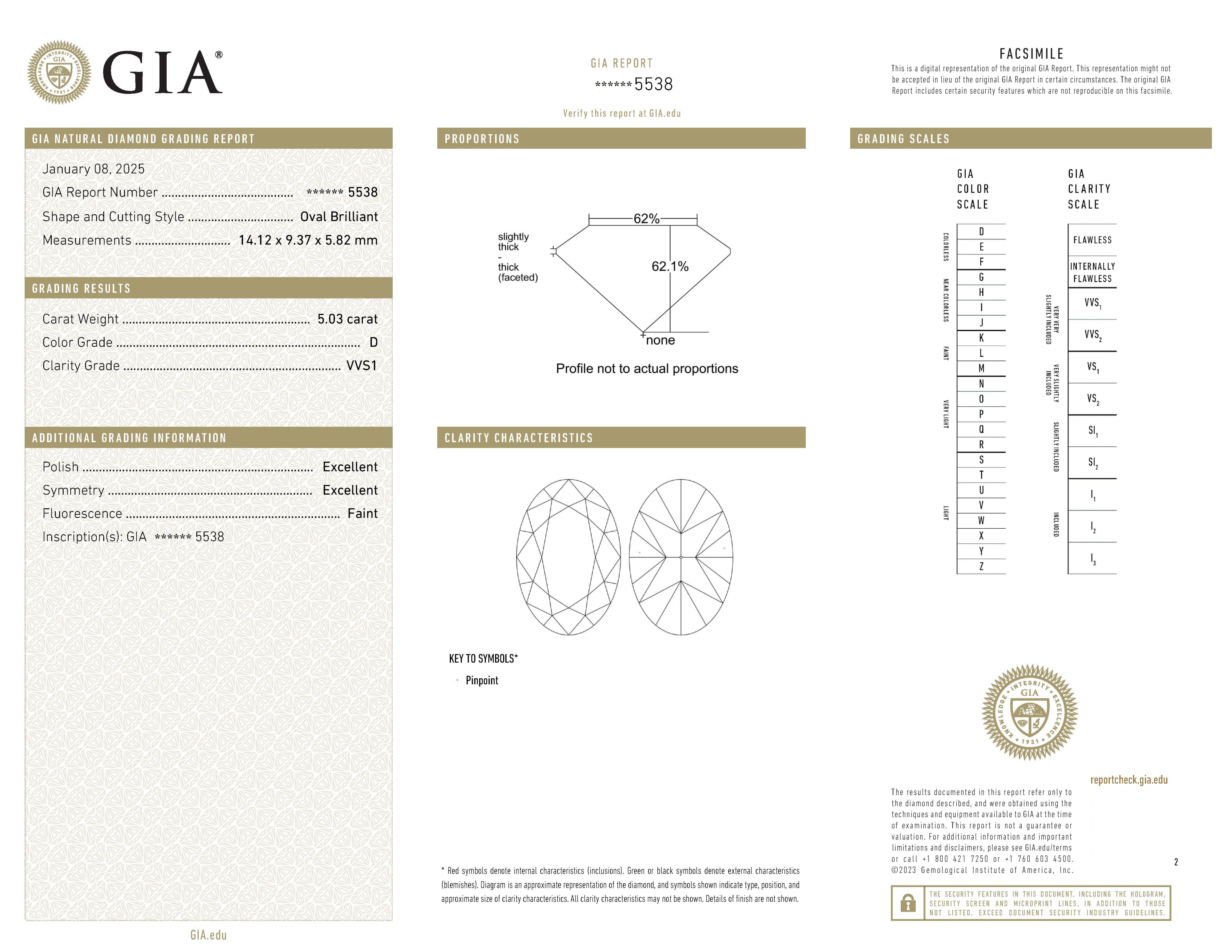 Oval Cut GIA Certified 5 Carat Oval Diamond Ring D COLOR VVS1 CLARITY For Sale