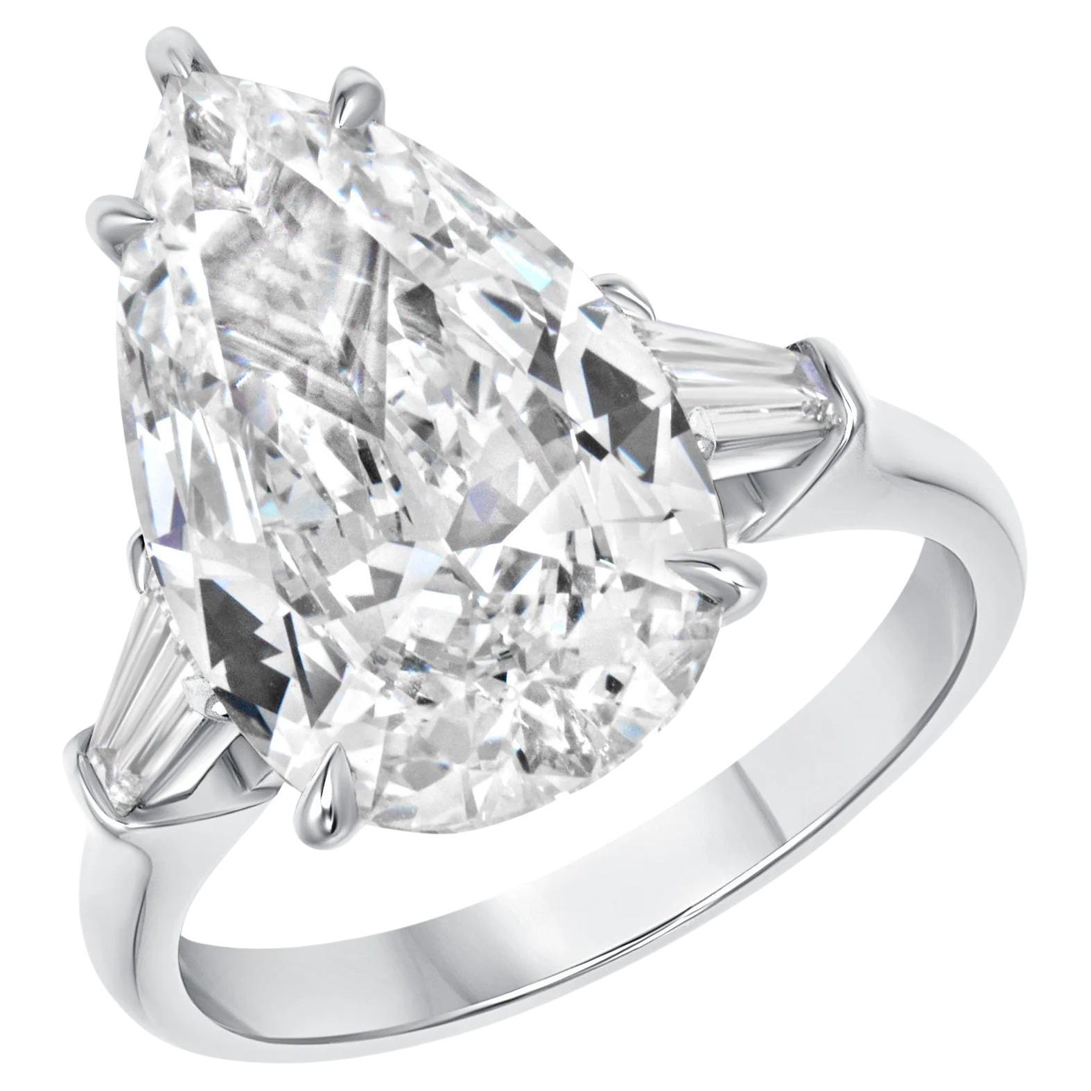 GIA Certified 5 Carat Pear Cut Diamond F VS2 Clarity 3 Stone Engagement Ring