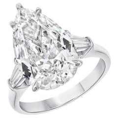 GIA Certified 5 Carat Pear Cut Diamond F VS2 Clarity 3 Stone Engagement Ring