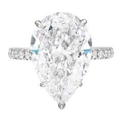 GIA Certified 5 Carat Pear Cut Diamond Pave Engagement Platinum Ring