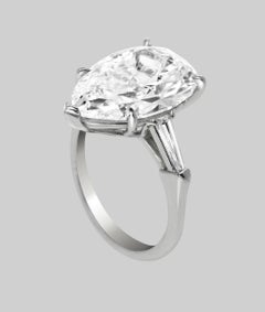 GIA Certified 5.01 Carat Pear Cut Diamond E Color VVS1 Clarity Platinum Ring