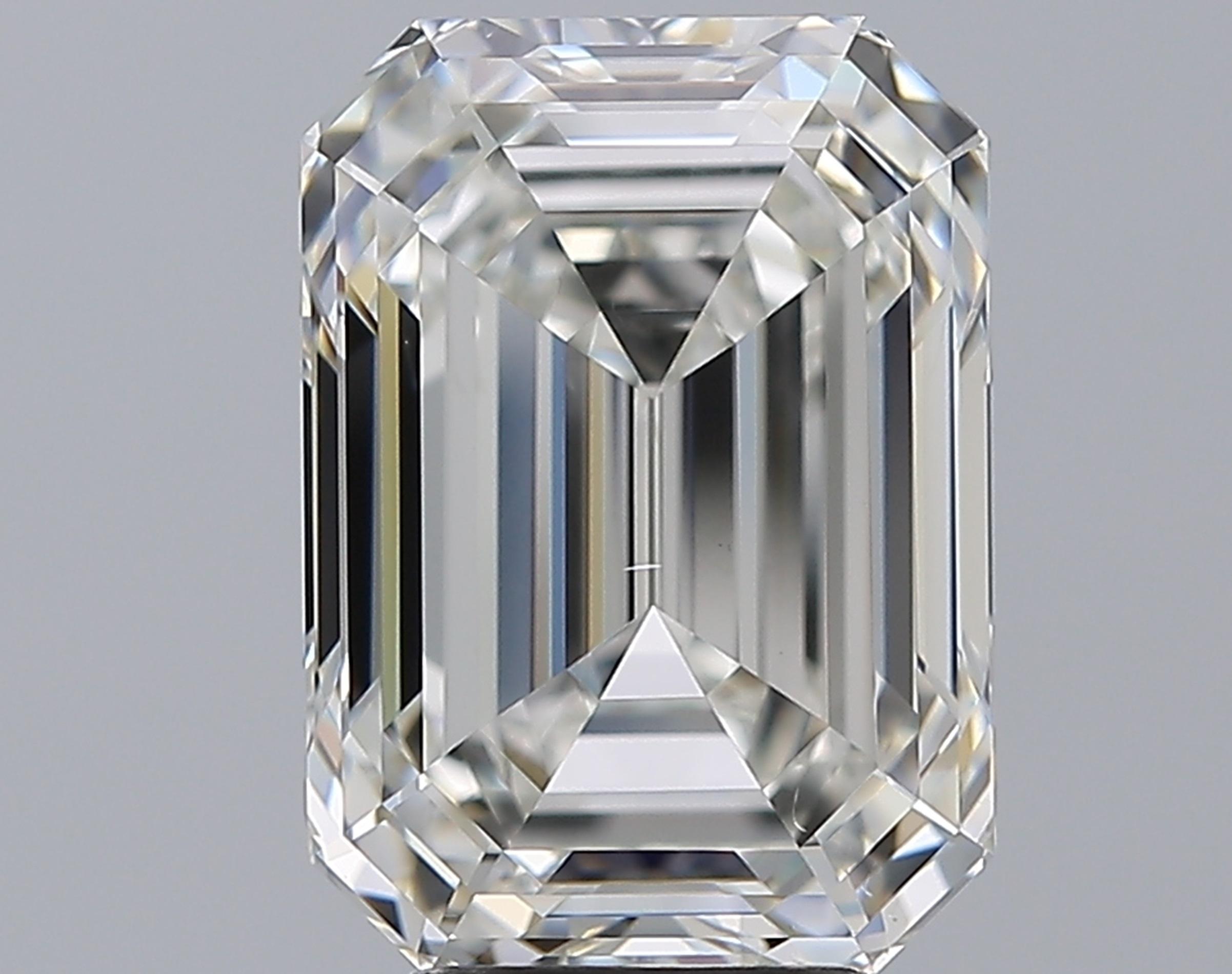 Contemporary GIA Certified 5.01 Carat Emerald Cut Diamond Engagement Ring in Platinum For Sale