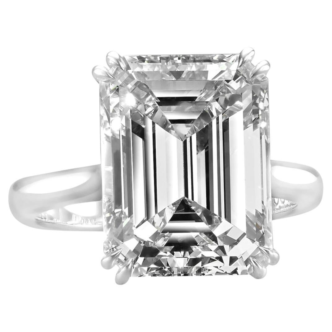 GIA Certified 5.01 Carat Emerald Cut Diamond Engagement Ring in Platinum
