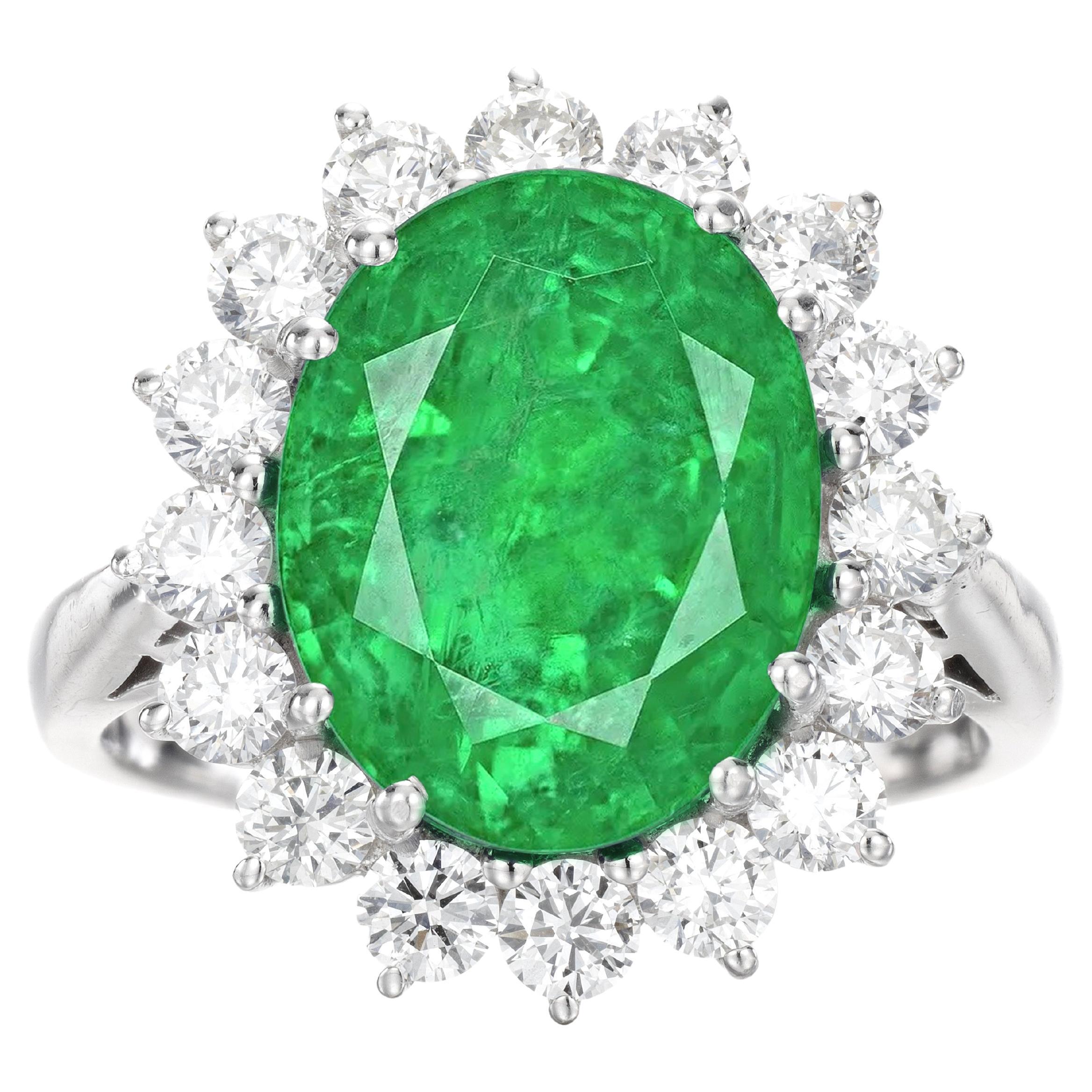 GIA Certified 5 Carat Platinum Round Brilliant Cut Diamond Engagement Ring 3X For Sale