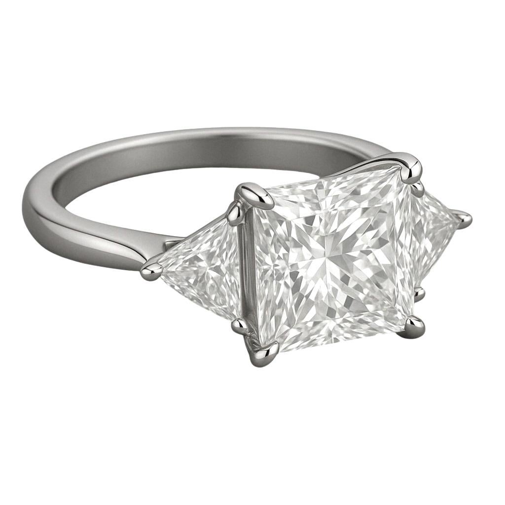 Contemporary GIA Certified 5 Carat Princess Cut Diamond Engagement Platinum Ring For Sale