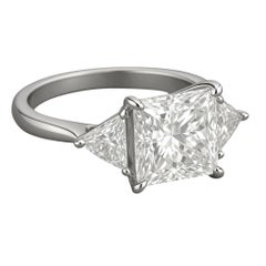 GIA Certified 5.05 Carat Princess Cut Diamond Ring in Platinum with trillion
