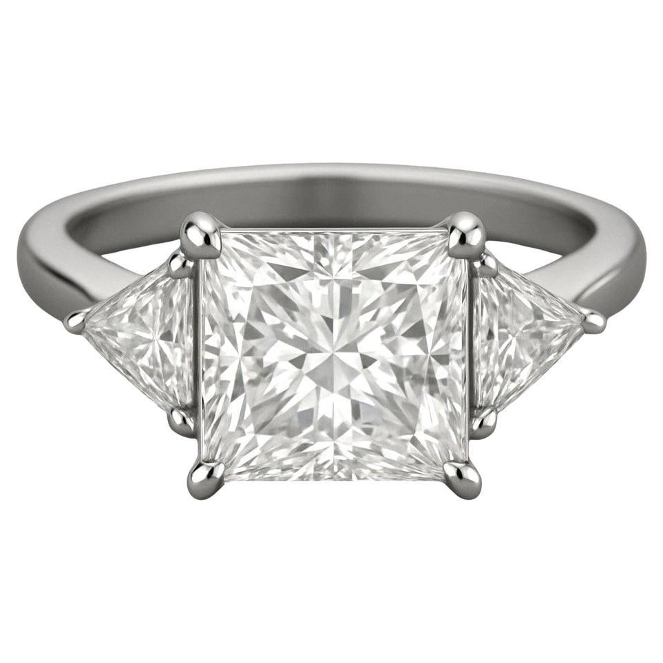 GIA Certified 5 Carat Princess Cut Diamond Engagement Platinum Ring