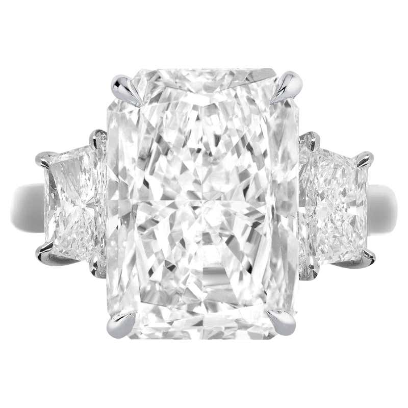 Rectangular Solitaire Rectangular Mixed Cut Solitaire Platinum Ring at 1stDibs