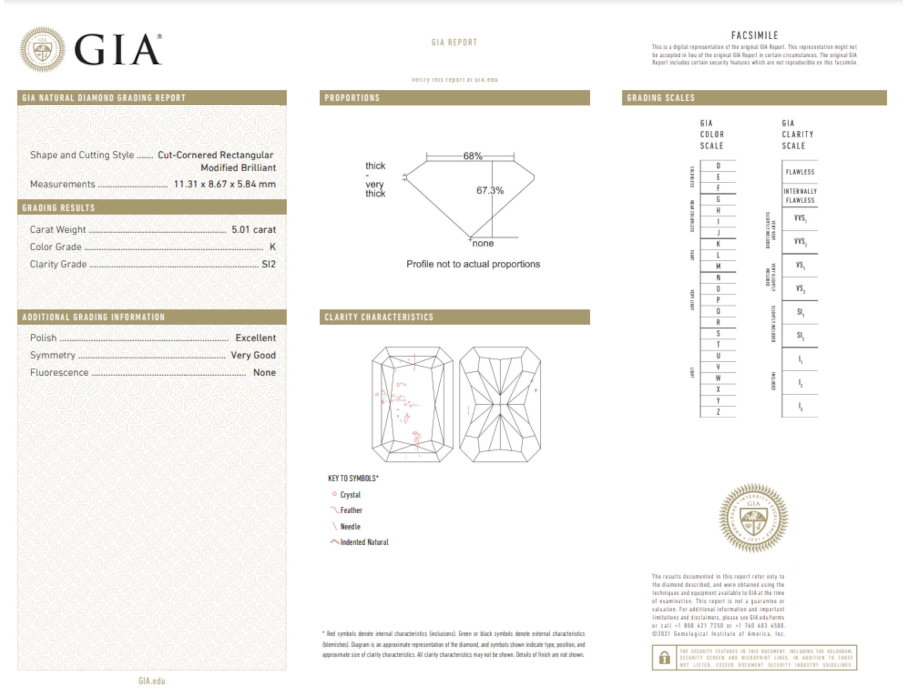 GIA Certified 5 Carat Radiant Cut Diamond Ring In New Condition For Sale In Chicago, IL