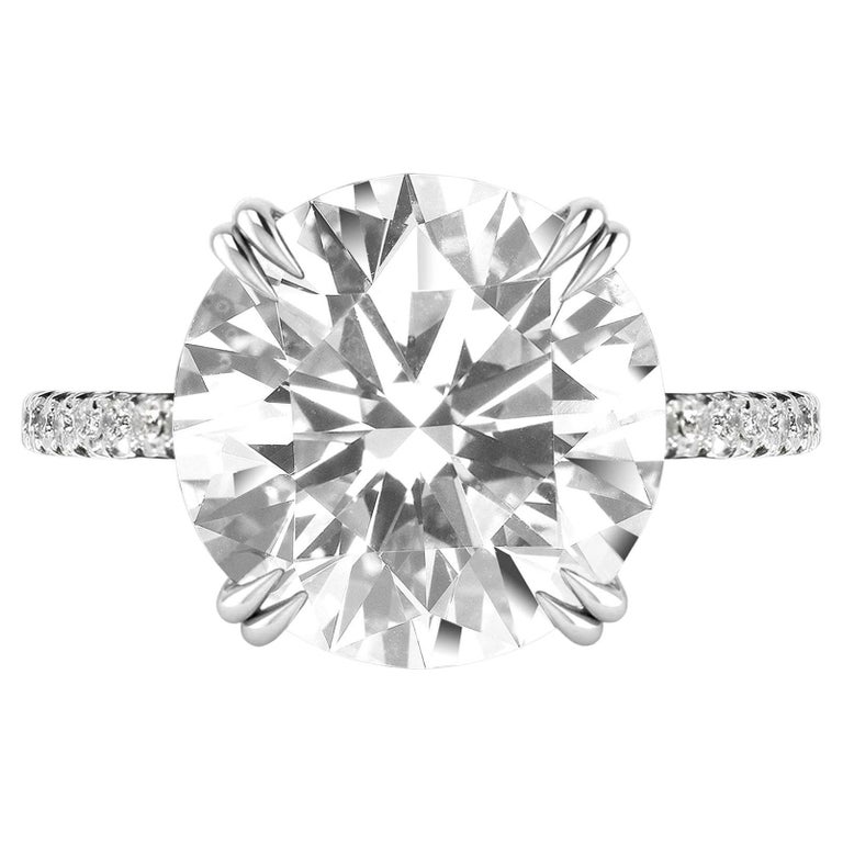 GIA Certified 5 Carat Round Brilliant Cut Diamond Platinum Ring 3X For Sale  at 1stDibs