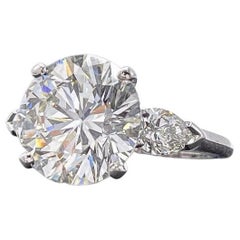 GIA Certified 5 Carat Round Brilliant Cut Diamond Platinum Ring