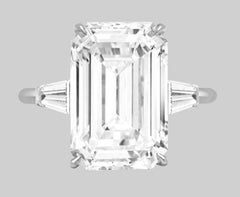 GIA Certified 5.23 Carat Emerald Cut Diamond 3 Stone Engagement Ring in Platinum