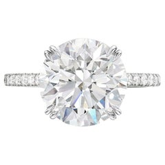 GIA Certified 5.02 Carat Round E Color VVS1 Clarity Diamond Platinum Ring