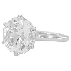 GIA Certified 5 Carat Round  Cut Diamond Engagement Platinum Ring