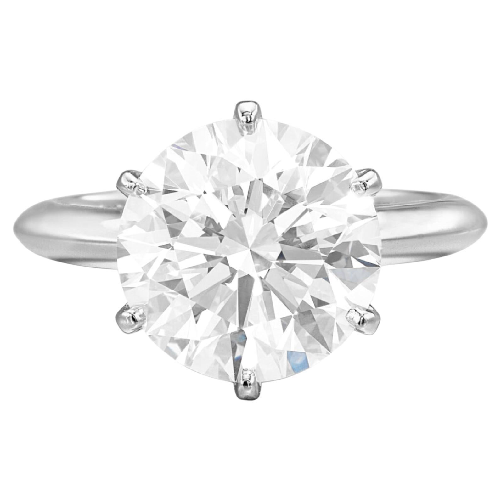 GIA Certified 5 Carat Round  Cut Diamond Engagement Platinum Ring