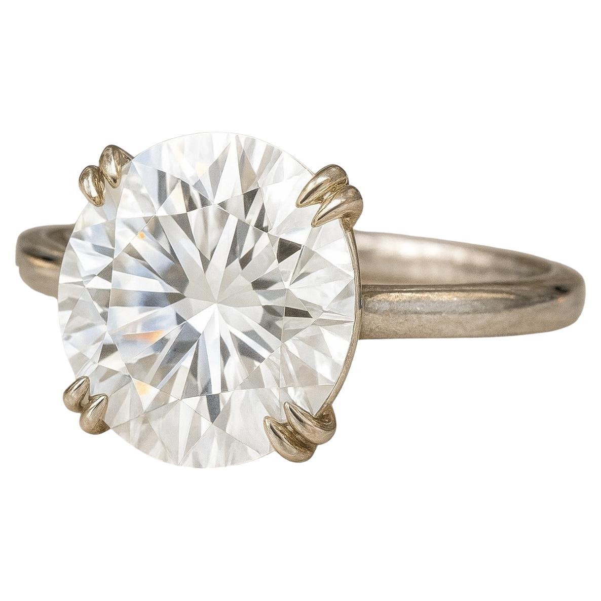Bague en platine certifiée GIA 4 Ct Round Cut Diamond D Color IF Clarity Type IIA